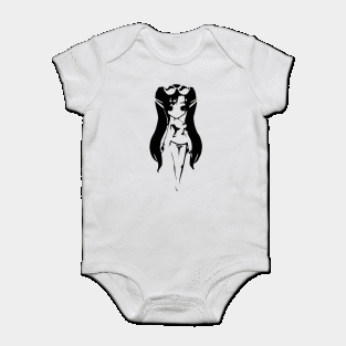 Fairy (beach girl) minimal silhouette white Baby Bodysuit